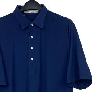 Criquet Mens XL Pima Cotton Blend Performance Stretch Polo Golf Shirt Navy Blue